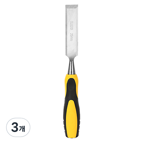 델리 툴즈 목공용 조각도 우드카빙 끌 블랙 + 옐로우 25 x 140 mm DL6201, 3개
