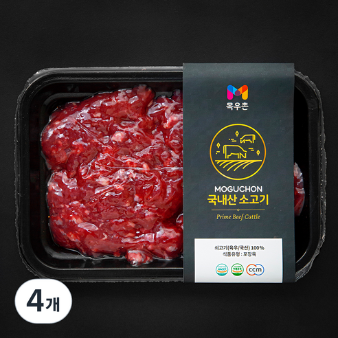 목우촌 국내산 소고기 다짐육 3등급 (냉장), 200g, 4개