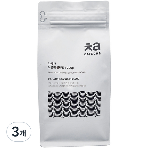 카페차 어울림 블렌드 원두, 홀빈(분쇄안함), 200g, 3개