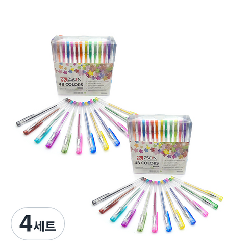 블루마토 반짝이 컬러 젤펜 0.8mm x 48색 세트 CGP001, 혼합색상, 4세트