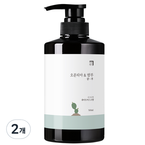 살림백서 오푼티아 & 밤부 샴푸 화이트머스크향, 500ml, 2개