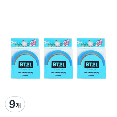 라인프렌즈 BT21 마스킹테이프 15mm, 쿠키, 9개