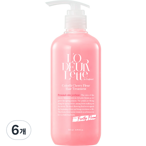 로더렛 인 잉글랜드 컬러핏 체리 플뢰르 헤어 트리트먼트, 6개, 500ml