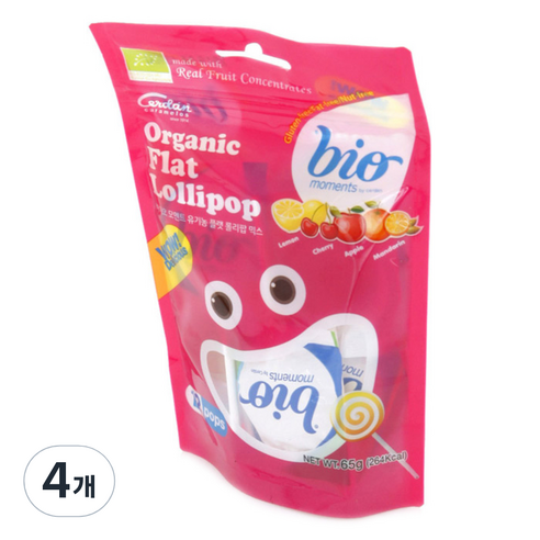 바이오모멘트 유기농 플랫 롤리팝 믹스, 65g, 4개