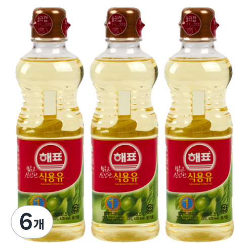 해표 식용유, 500ml, 6개