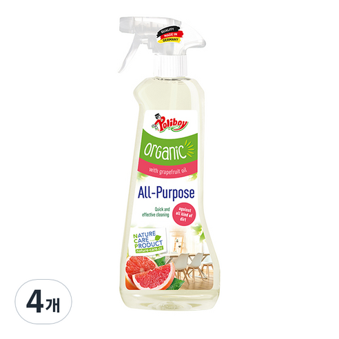 폴리보이 오가닉 다목적 실내 청소용 살균 세정제, 500ml, 4개