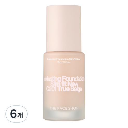 더페이스샵 잉크래스팅 파운데이션 슬림핏 뉴 15ml, C201 트루베이지, 6개