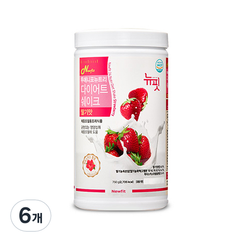 뉴핏 투에니포 뉴트리 다이어트 쉐이크 딸기맛, 750g, 6개
