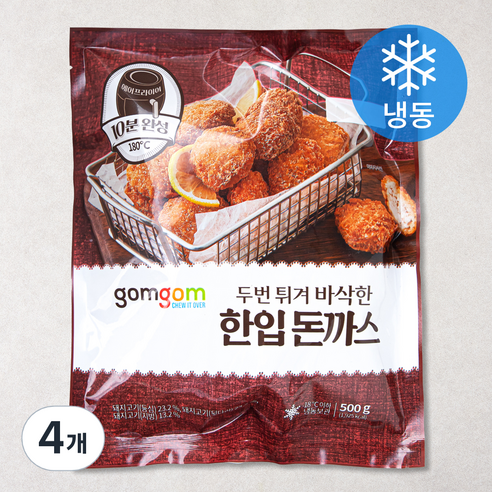 곰곰 두번 튀겨 바삭한 한입 돈까스 (냉동), 500g, 4개