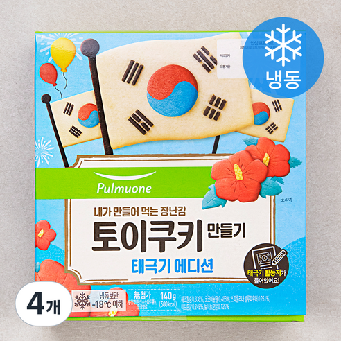 풀무원 토이쿠키 만들기 태극기 에디션 (냉동), 140g, 4개