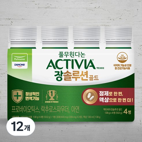 풀무원다논 액티비아 장솔루션 골드, 130ml, 12개