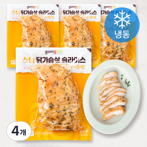 곰곰 스팀 슬라이스 닭가슴살 케이준맛 (냉동), 100g, 4개, 4개입
