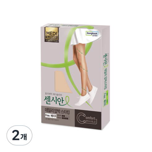 동국제약 센시안 데일리 의료용 압박스타킹, 2개, 살구/베이지색, 팬티형