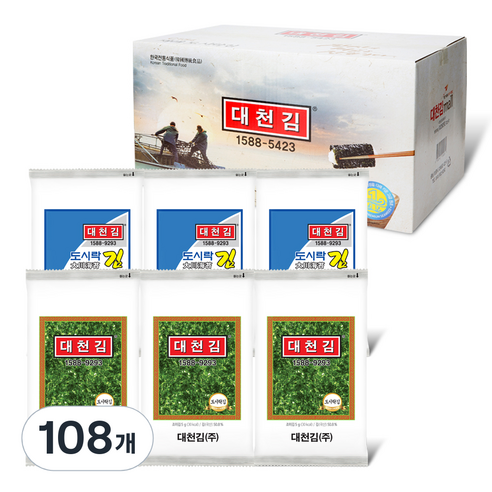대천김 재래 도시락김, 5g, 108개