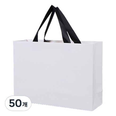 마켓감성 와이드 무지 쇼핑백 소, 화이트, 50개