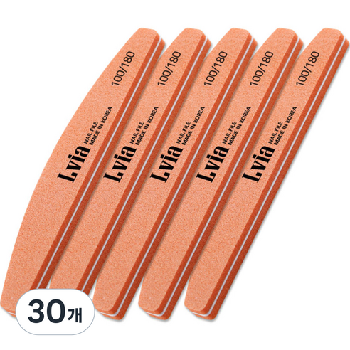 엘비아 100/180 샌딩 반달 손톱 파일, 30개, 오렌지