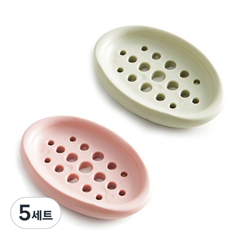 비누받침, 그린 + 핑크, 5세트