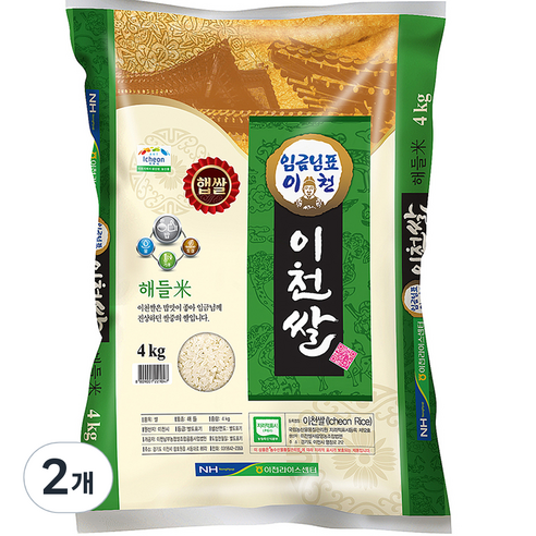 임금님표 이천쌀 해들미 23년 햅쌀, 4kg, 2개