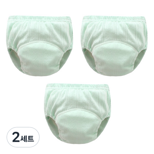 조이멀티 유아용 펀칭 단색파스텔 배변훈련팬티 3p, 그린, 2세트