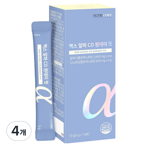 뉴트리코어 맥스 알파 CD 원데이 핏, 14회분, 5g, 4개