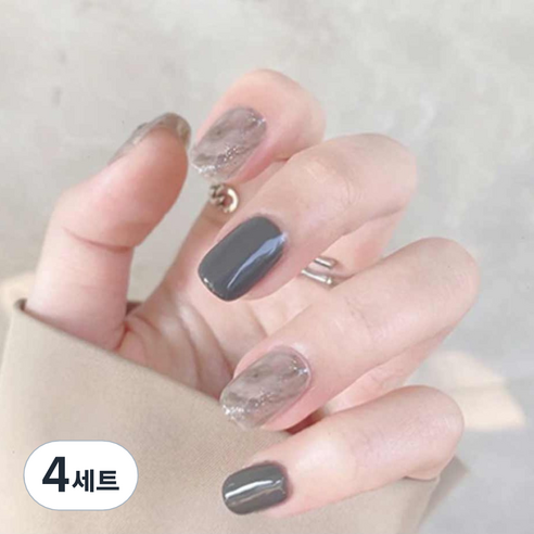 네이처스파머 컬렉션 네일팁 24p 세트 PD-67, PD-67 라이트 그레이 스머지, 4개