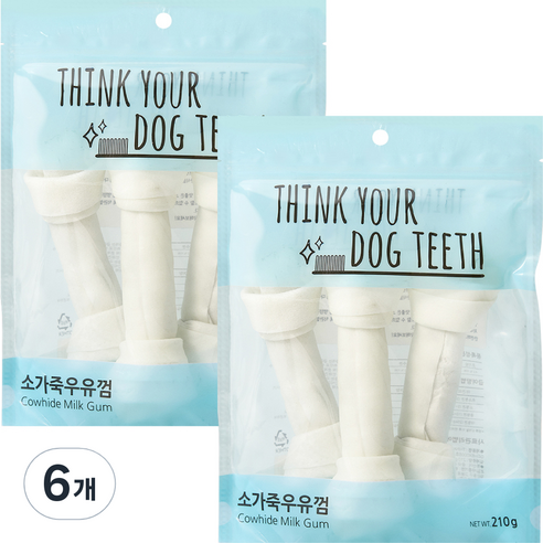 띵크유어도그티 딩고 우유껌 대형 3p, 소가죽우유, 210g, 6개