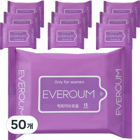락토이브로움 휴대용 여성 청결티슈 15p, 50개, 18ml