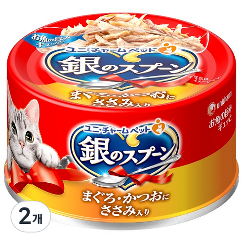 긴노스푼 고양이 간식캔, 닭, 70g, 2개