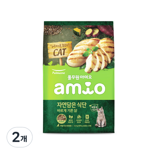 풀무원아미오 2개월 이상 전연령 자연담은 식단 고양이 건식사료, 닭, 5.2kg, 2개