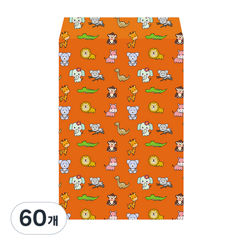 단비나인 아기동물 종이봉투 14.5 x 21 cm, 60개, 주황색