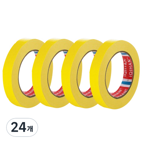 iQIHAN 다다 칼라 마스킹테이프 노랑 15 mm x 20 m, 24개