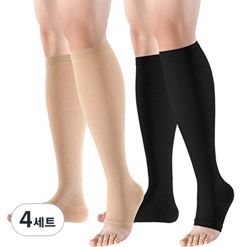 몬스터 토오픈 압박양말 블랙 + 베이지 세트, 4세트, 종아리/무릎형
