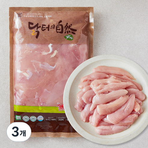 마니커 닭터의자연 무항생제 인증 1등급 닭안심, 1kg, 3개