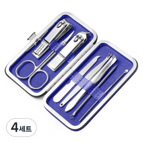 킹스로드 스테인레스 손톱깎이 8종 세트, 4세트, 피코크블루