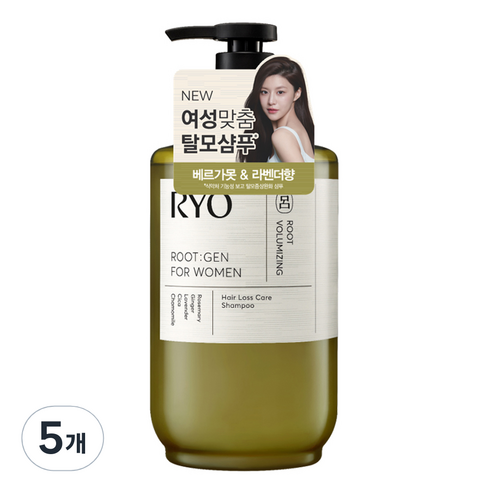 여성용 려 루트젠 샴푸 베르가못 라벤더향, 490ml, 5개
