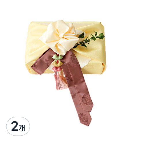 체크스토리 전통 보자기, 상아노랑, 2개