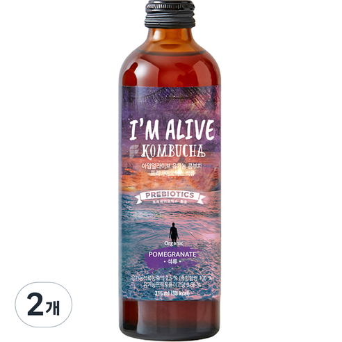아임얼라이브 콤부차 유리병 석류, 315ml, 1병, 2개