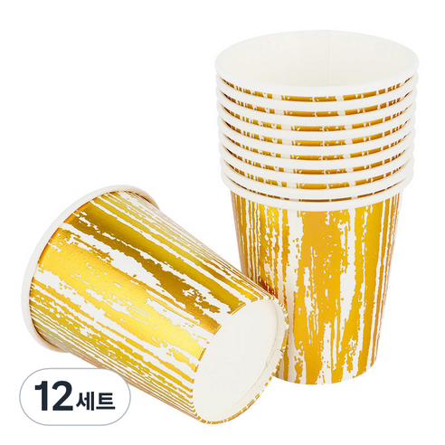 메탈릭 파티컵 빈티지 골드 240ml, 10개, 12세트