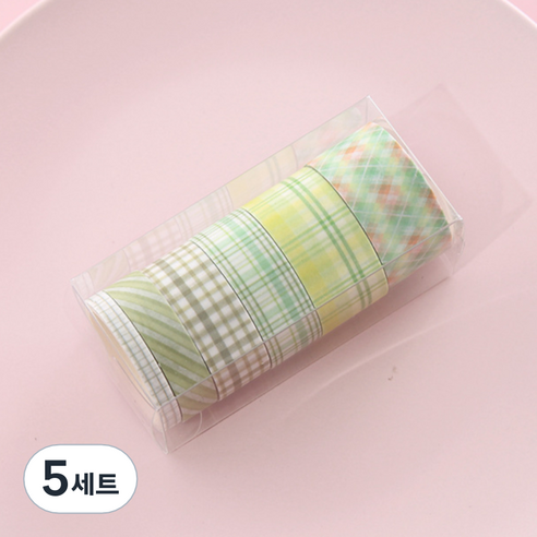 해피제이 다꾸 벽꾸미기 파스텔 체크 마스킹테이프 6종 세트, 5세트, 5 그린