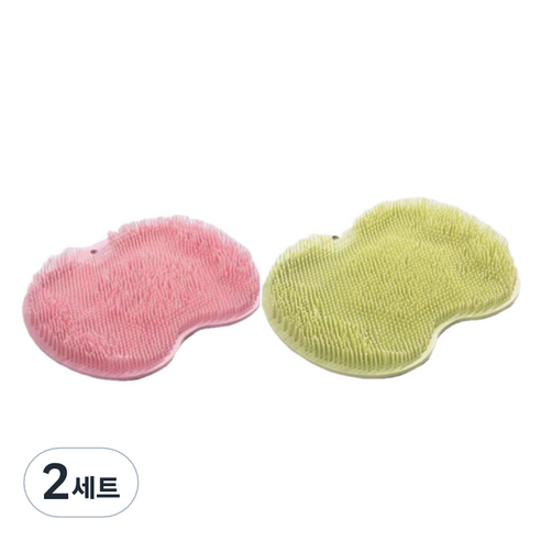 풋 브러쉬 2종 세트, 핑크, 그린, 2세트