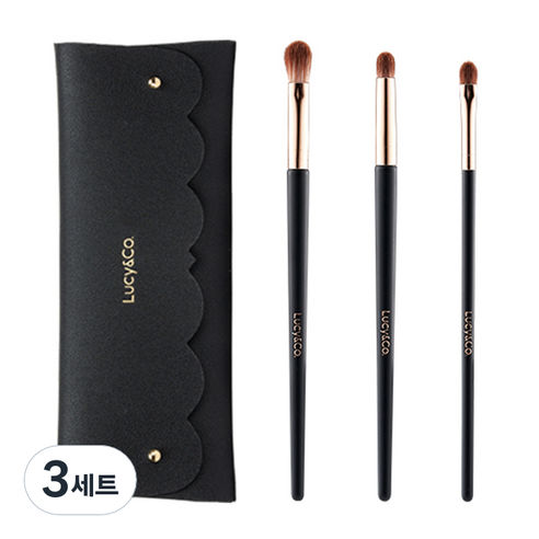 루시앤코 테디베어 메이크업 미니멀 아이 브러쉬 3종 세트, 3세트, 블랙