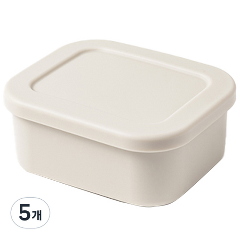 키친팩토리 파스텔 실리콘 사각 밀폐용기 아이보리 500ml, 5개, 단품
