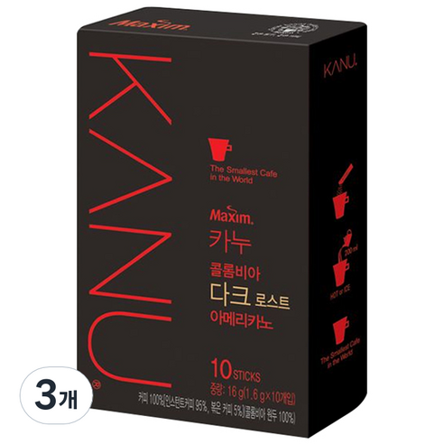 카누 다크로스트 아메리카노 원두커피믹스, 1.6g, 10개입, 3개