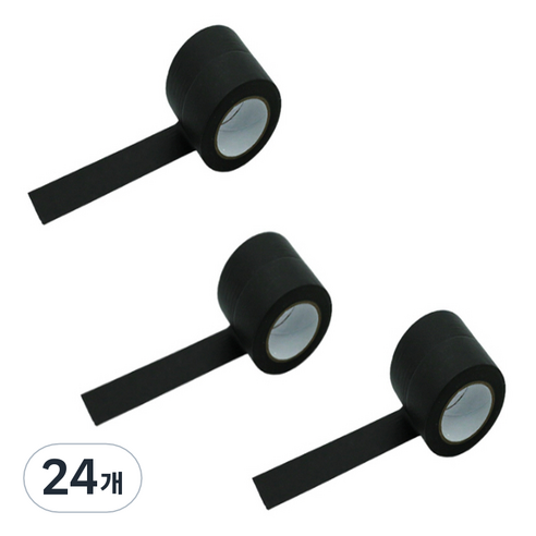 만들하비 컬러 종이 마스킹 테이프 1.5cm x 13m, 블랙, 24개