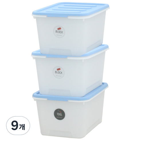 가쯔 멀티블럭 리빙박스, 블루, 24L, 9개
