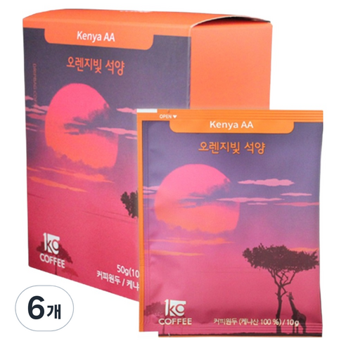일킬로커피 오렌지빛 석양 드립백 커피, 10g, 6개, 5개입