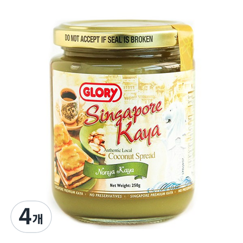 GLORY 싱가포르 카야잼 코코넛 그린, 250g, 4개