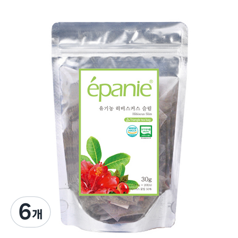 에빠니 유기농차 티백 히비스커스 슬림, 1.5g, 20개입, 6개