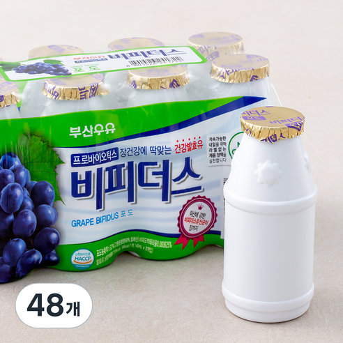 부산우유 비피더스 포도 발효유, 140ml, 48개