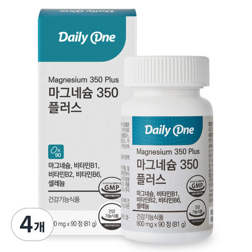 데일리원 마그네슘 350 플러스 81g, 90정, 4개
